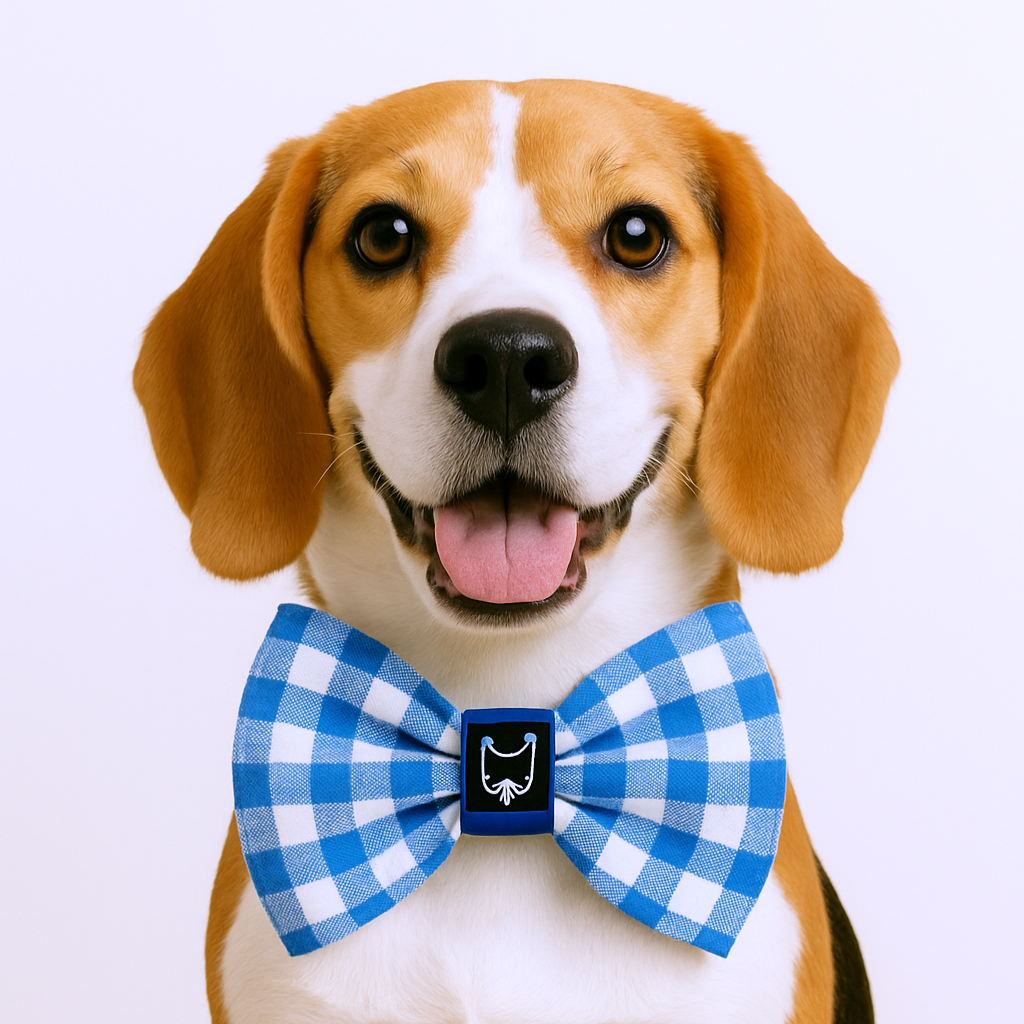 Ginghum checks - blue double fabric bow-tie