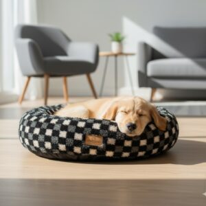 Careaholic Calming Round Bed - Checks