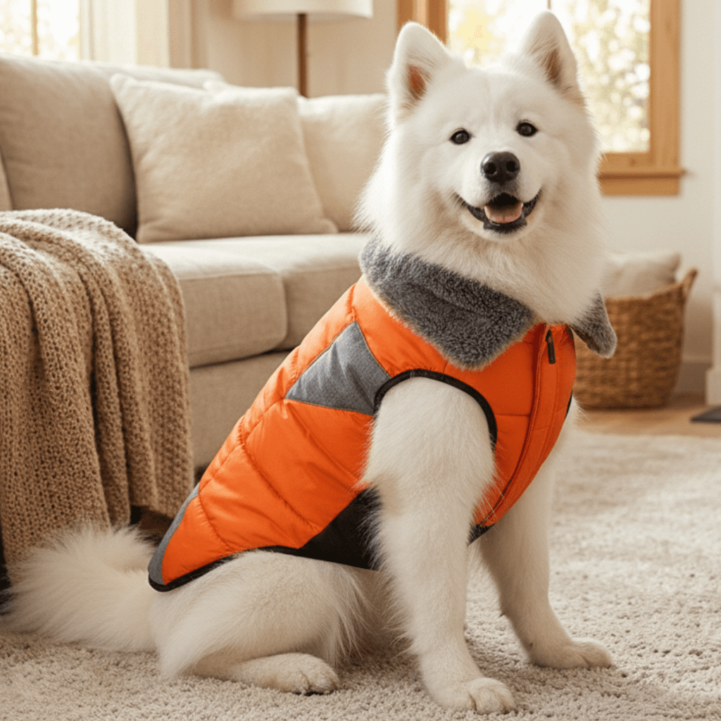 Winter jacket orange with grey fur