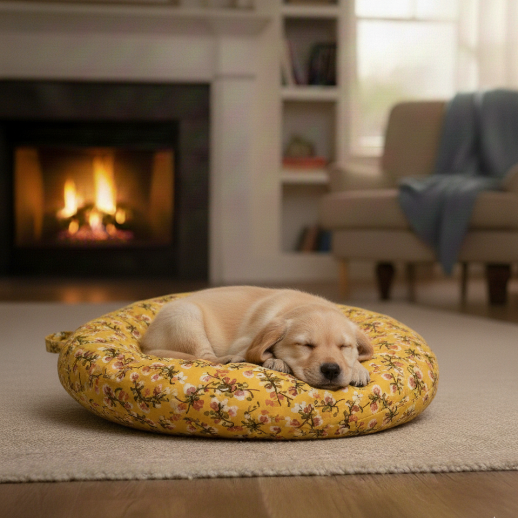 Careaholic Floral In Mustard Circular Cushion